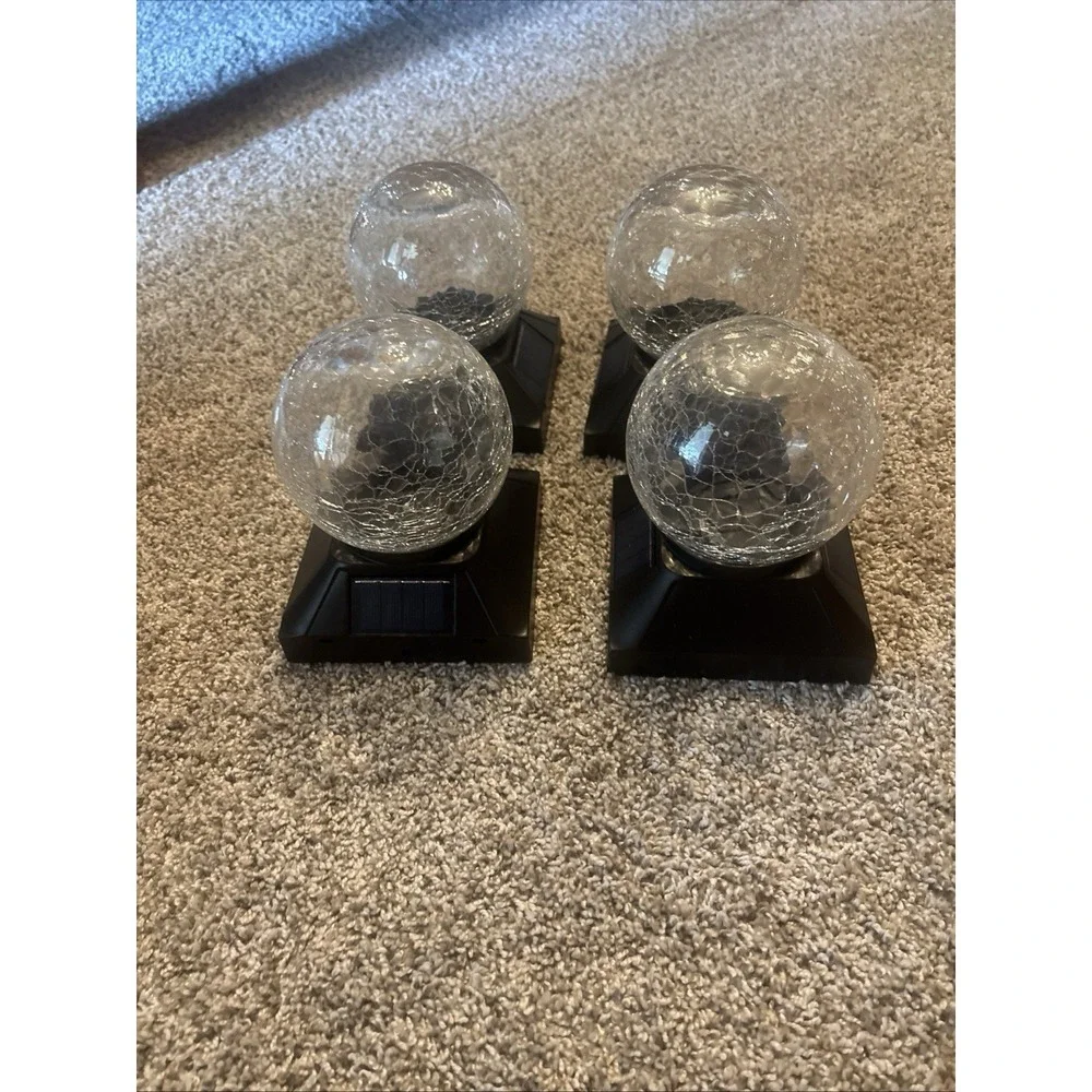 Crackle Ball Solar Post Cap, Set of